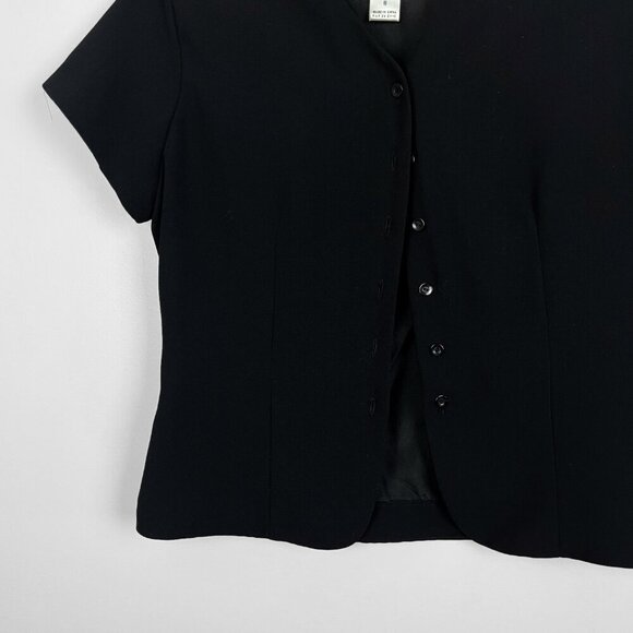 Nygard Collection Womens Black Button-Up Blouse Short Sleeve Fitted 8 Petite - Picture 4 of 6